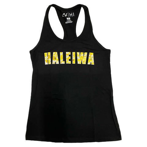 Womens Racerback Tank:  Haleiwa Plumeria