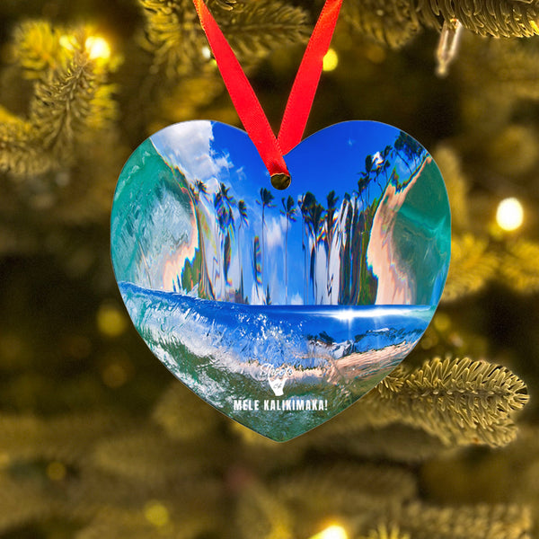 Christmas Ornament on tree: Plumeria Medley - back