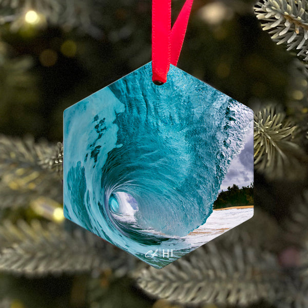 Christmas Ornament on tree: Blue Curl