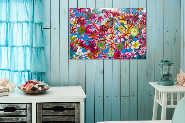 Plumeria Water print in bedroom