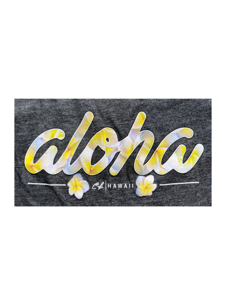 Womens Racerback Tank:  Aloha Plumeria (Dark Grey Heather)