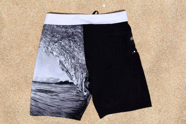 Mens Boardshorts: Sun Curl (B&W)