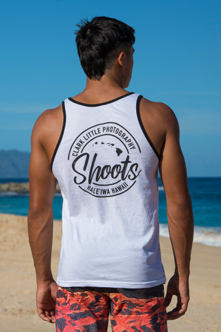Mens Tank: Shoots Circle (White/Black Trim)
