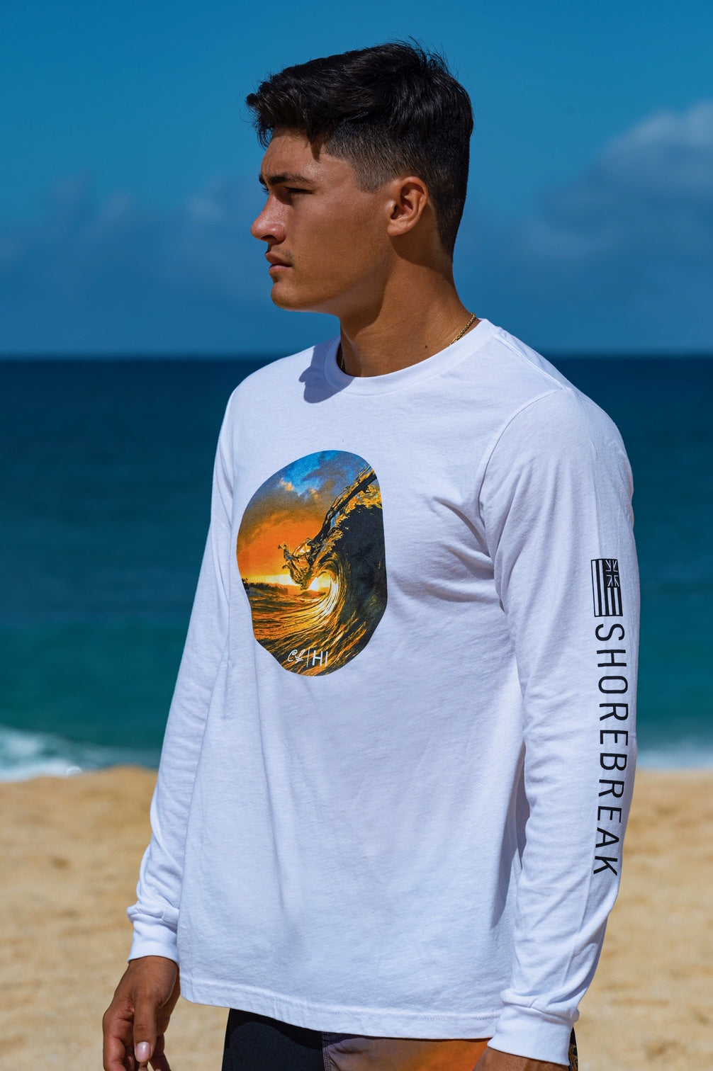 Mens Long Sleeve T-Shirt: King Kamehameha (WHITE)