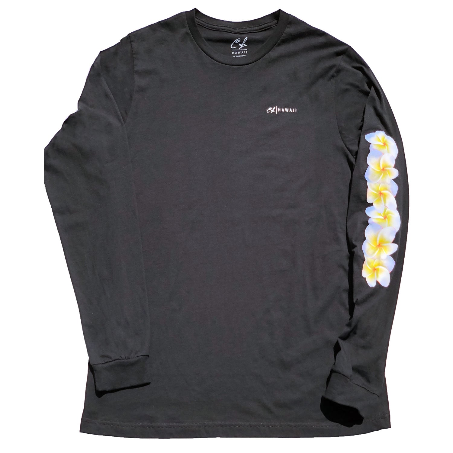 Mens Long Sleeve T-Shirt: Plumeria (Black) - Clark Little Photography