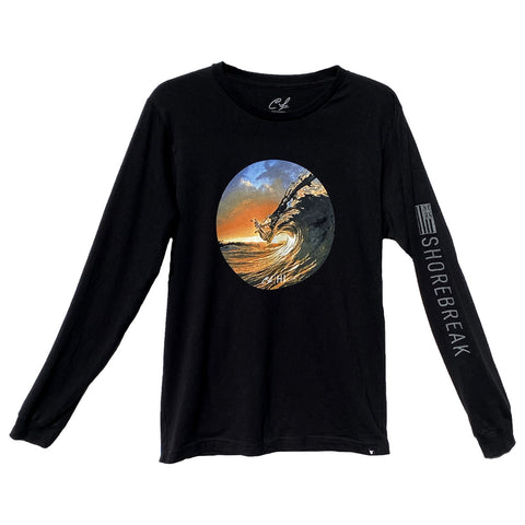 Mens Long Sleeve T-Shirt:  King Kamehameha (BLACK)