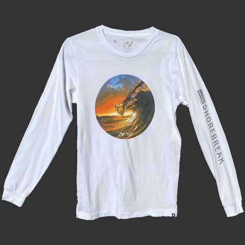 Mens Long Sleeve T-Shirt:  King Kamehameha (WHITE)