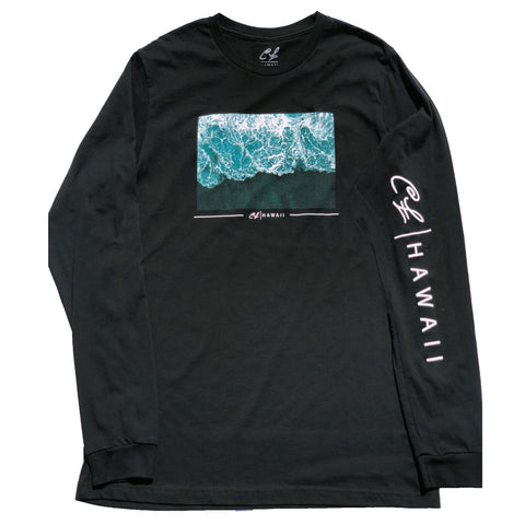 Mens Long Sleeve T-Shirt: White Wash (Black)