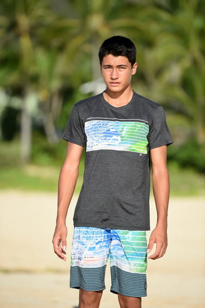 Mens T-Shirt: Crystal Ball Stripe (charcoal  heather)