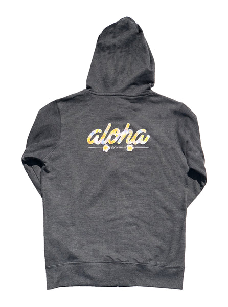 Women's Plumeria Zip Hoodie (Charcoal Heather)