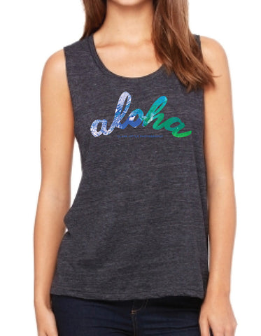 Womens Tank: Crystal Ball Aloha (black)