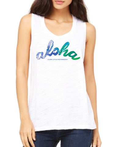 Womens Tank: Crystal Ball Aloha (white)